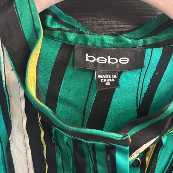 bebe Green and Yellow Striped blouse - Picture 4 of 5